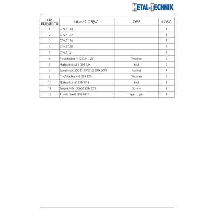 Części zamienne - Owijarka stacjonarna do bel